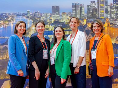 Group photo of the Frankfurt Convention Bureau at the Frankfurt stand at IMEX.